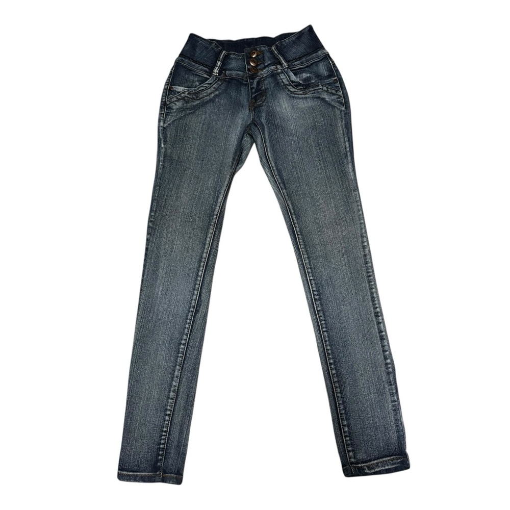 Blue Skinny Jeans with Elastic Waistband